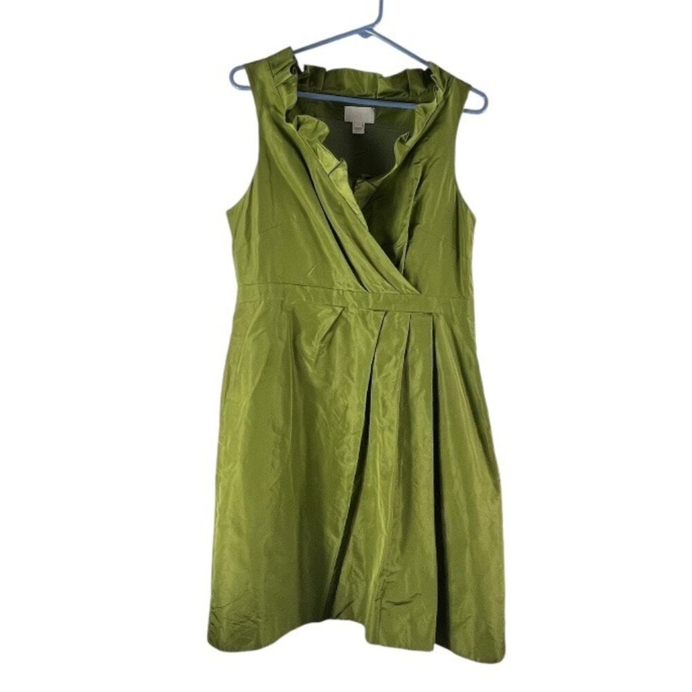 J.Crew Blakely Silk Taffeta Dress Ruffled Collar Size 12 Tiny Flaw Ready to Wear